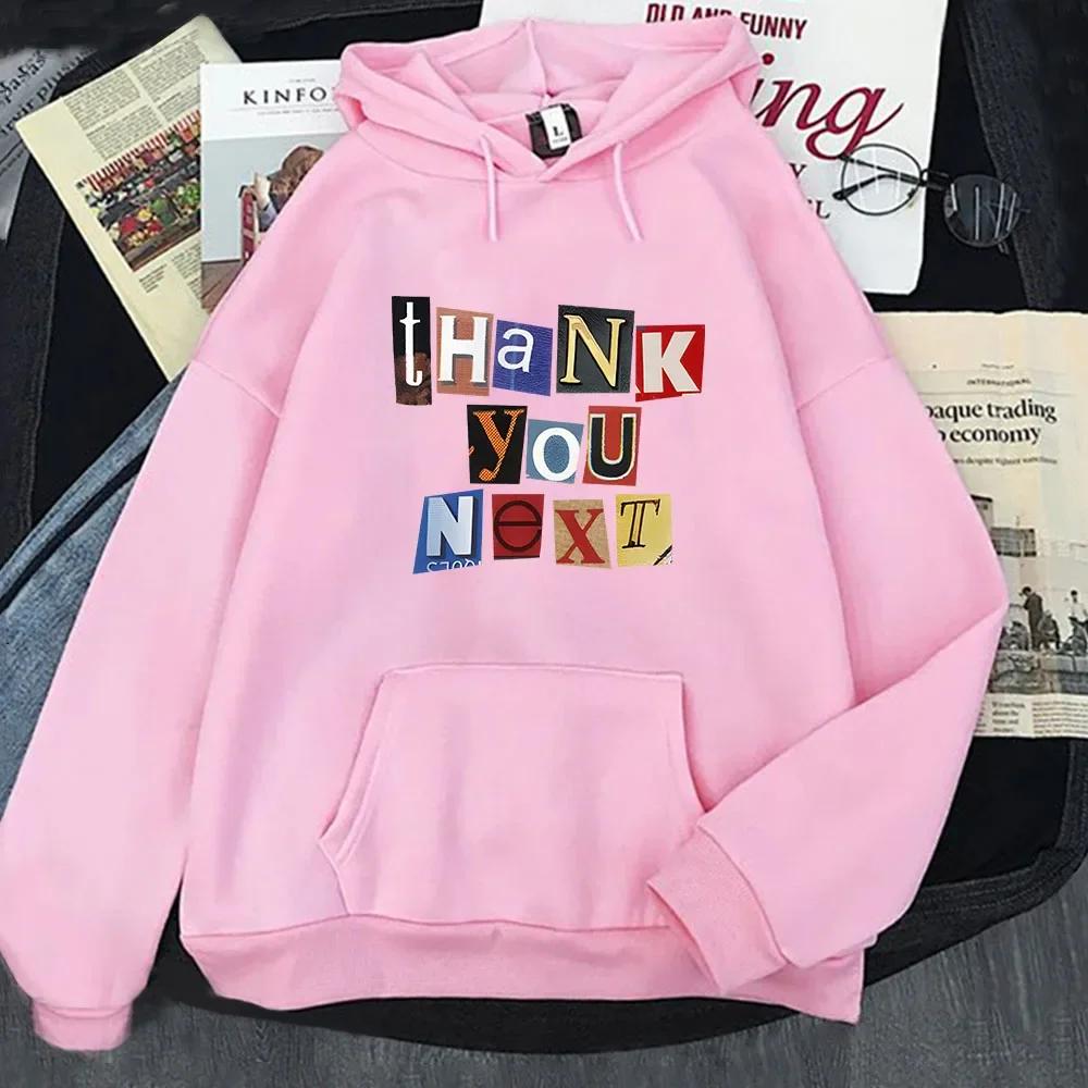 Ariana Grande Thank You Next Kpop Style Hoodies Women Men Aesthetic Sweatshirts Hooded Pullovers Oversized Winter Fleece Coat