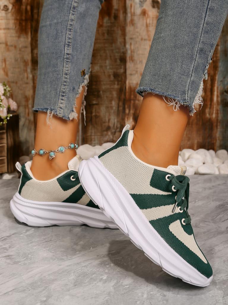Mode Neue Damen-Vulkanisierschuhe Runde Zehenpartie Flache Schuhe für Damen Schnürschuhe Plateau Damen Sport Outdoor Lässig Low Top Air Mesh Schuhe