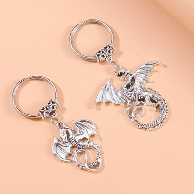 Charms Chinesischer Drache Drachenjahr Schlüsselanhänger Mode Antik Silber Drachen Anhänger Legierung Vintage Drachen Schlüsselanhänger Schmuck Geschenke