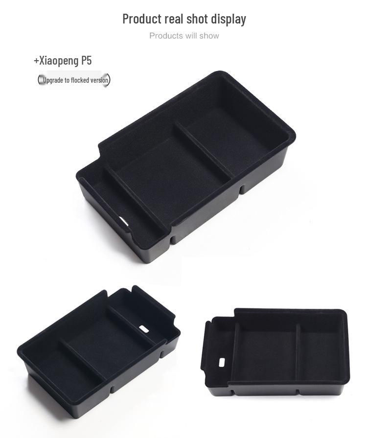 Xpeng P5 Armrest Box Organizer: Central Interior Flocking Storage Modification.