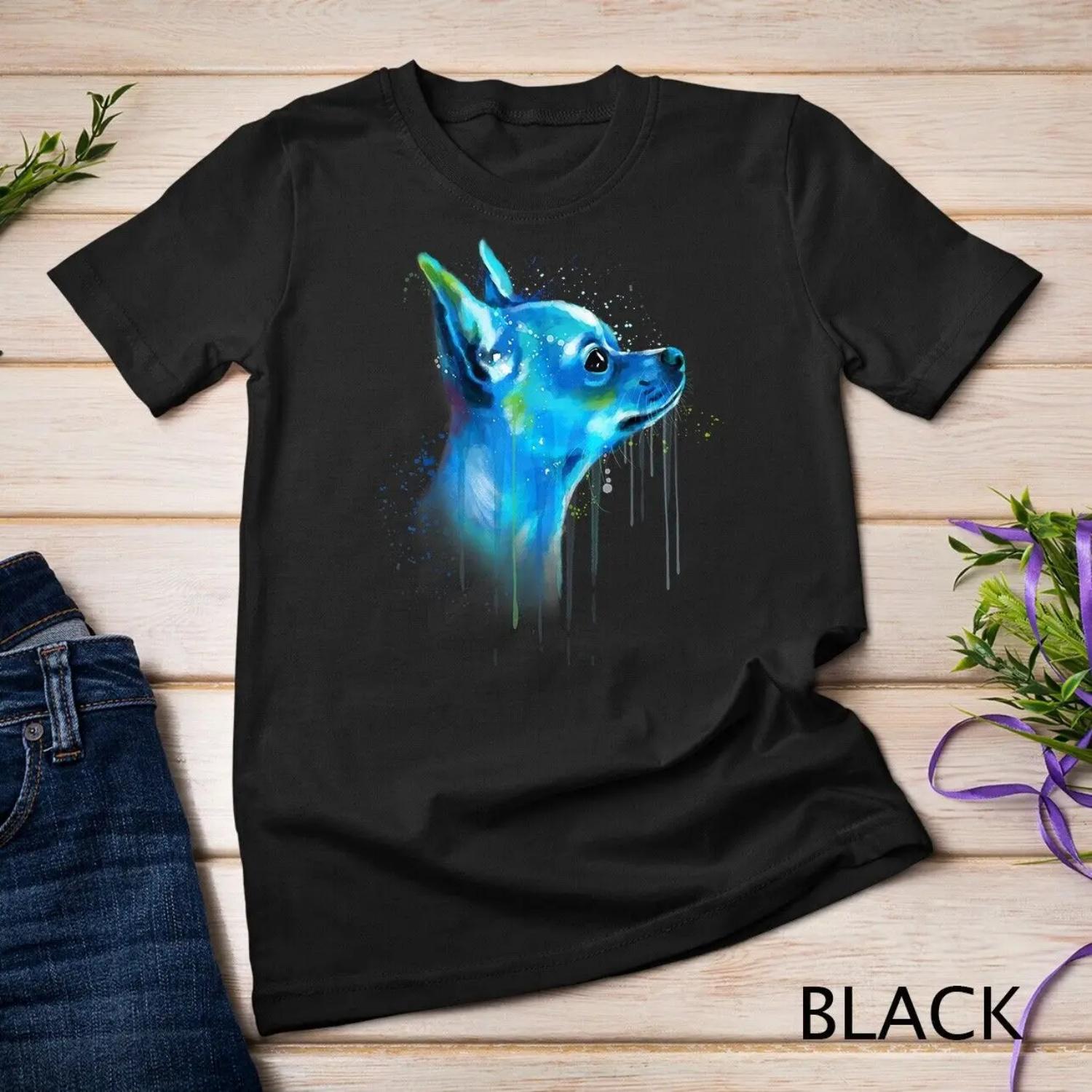Cute Chihuahua Watercolor Painting Art T Shirt S