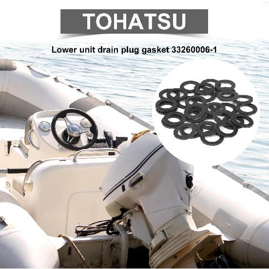 30pcs 332-60006-1 Lower Unit Drain Plug Gasket, Gear Lube Drain Screw Washer Outboard Parts Oil Change Kit for Tohatsu Mercury Mallory