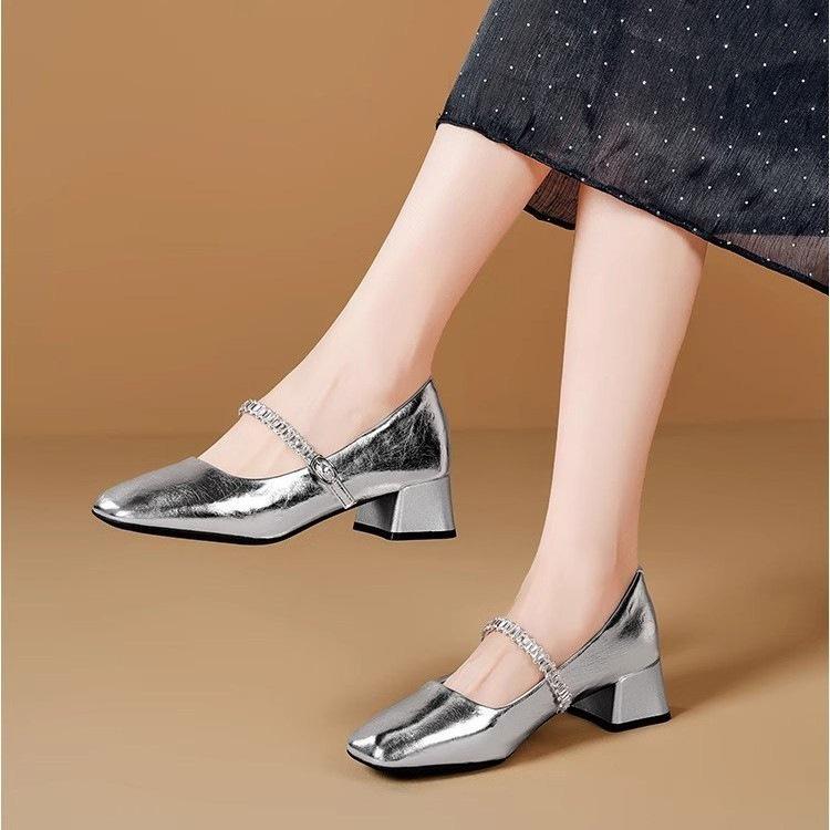 French Square Head Shallow Mouth Single Shoes 2025 Autumn New Models with Skirts Women's Shoes Fashionable Fairy Style Thick Heel Mary Jane Shoes