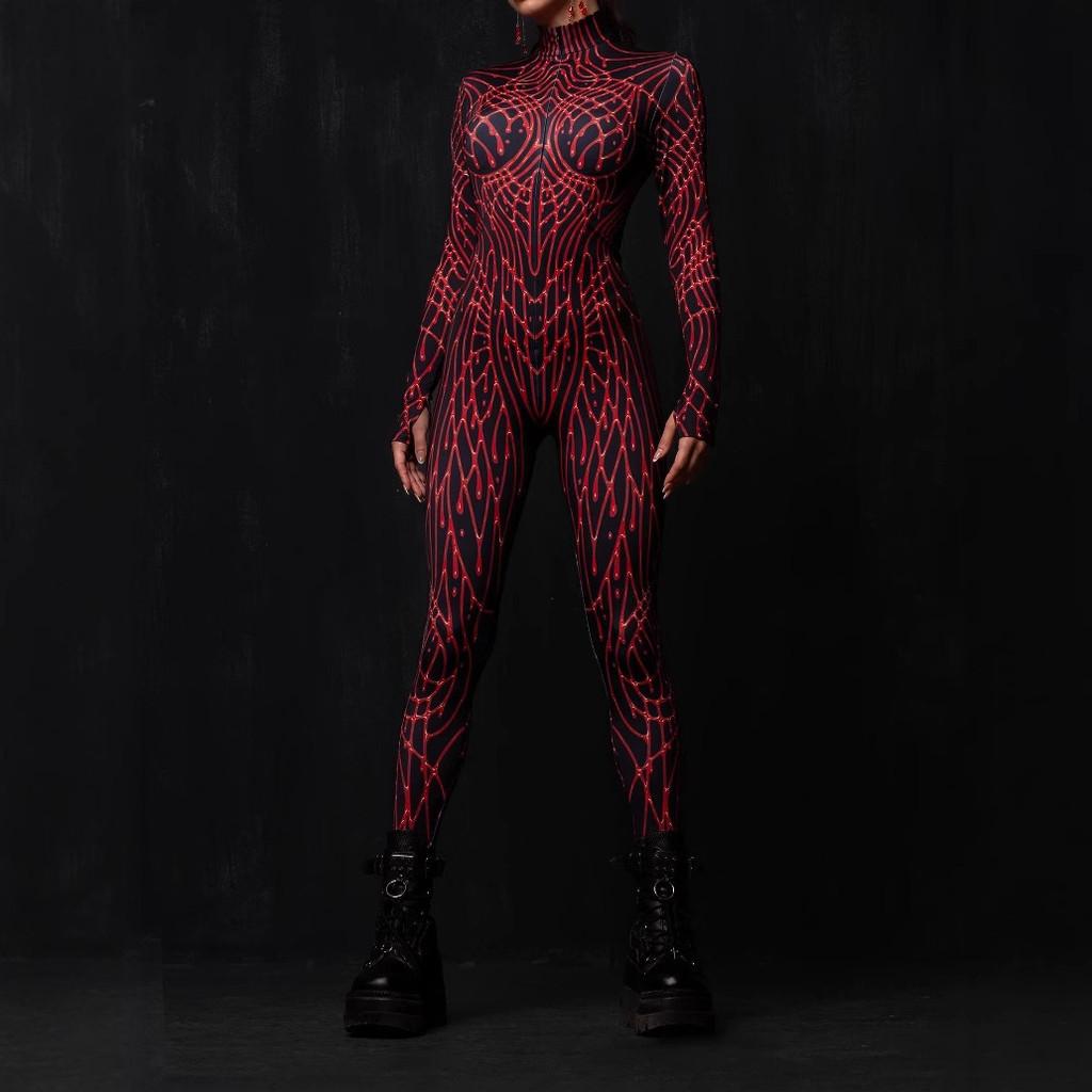 Halloween Adult Bodysuit With Stretch Fabric For Role Play And Costume Parties