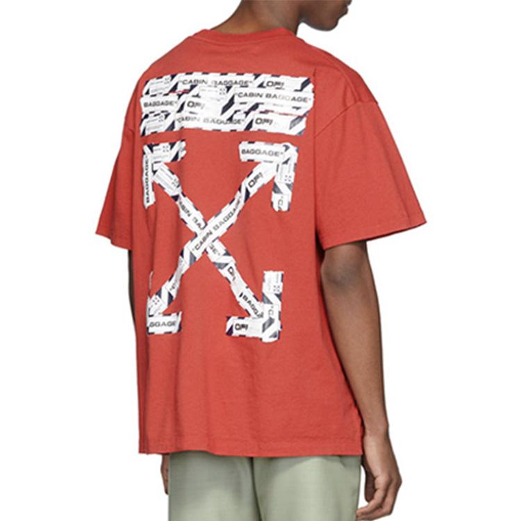 Off-White SS20 Airport Tape Arrow Print Short Sleeve T-Shirt Men Tops Red OMAA038S201850032088