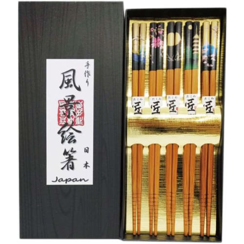 Japanese Souvenir Chopsticks Set of 5 with Beautiful Japanese View