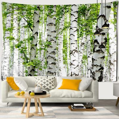 3D landschap bos berkenbos bomen groot wandtapijt hippie wandtapijt bohemien decoreren wandtapijt slaapkamer achtergronddoek