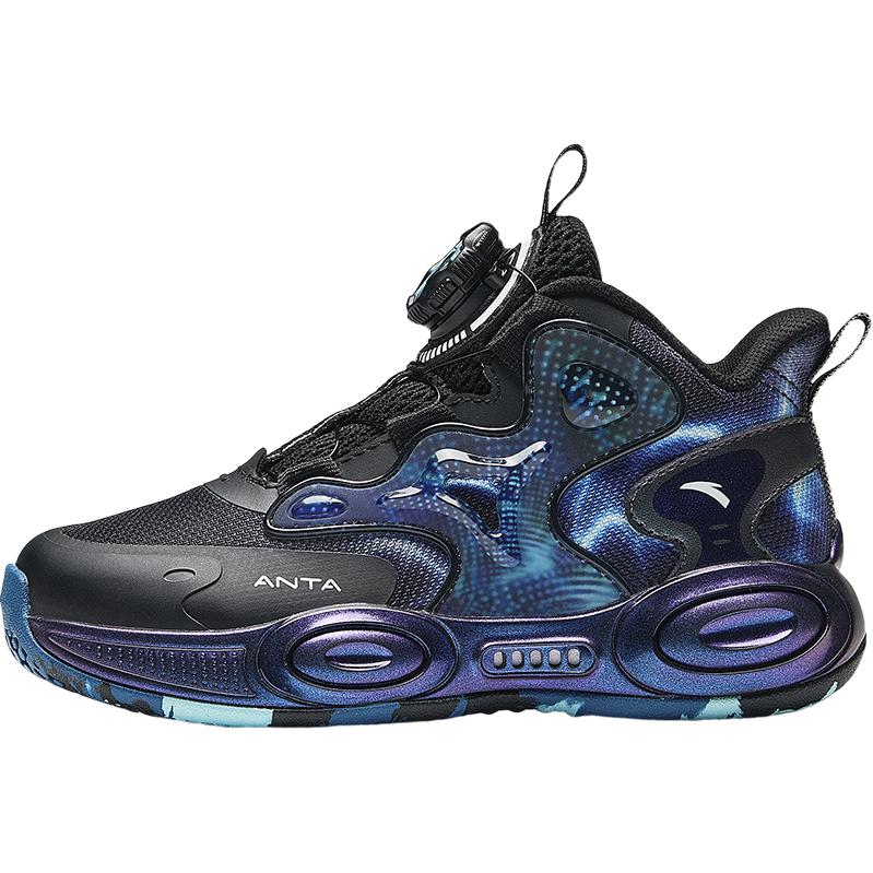 

Anta Детские асимметричные кроссовки без шнурков с вращающейся пряжкой, нескользящие, износостойкие, дышащие, средней высоты, для баскетбола, детские баскетбольные кроссовки, черные 312449951-2 28