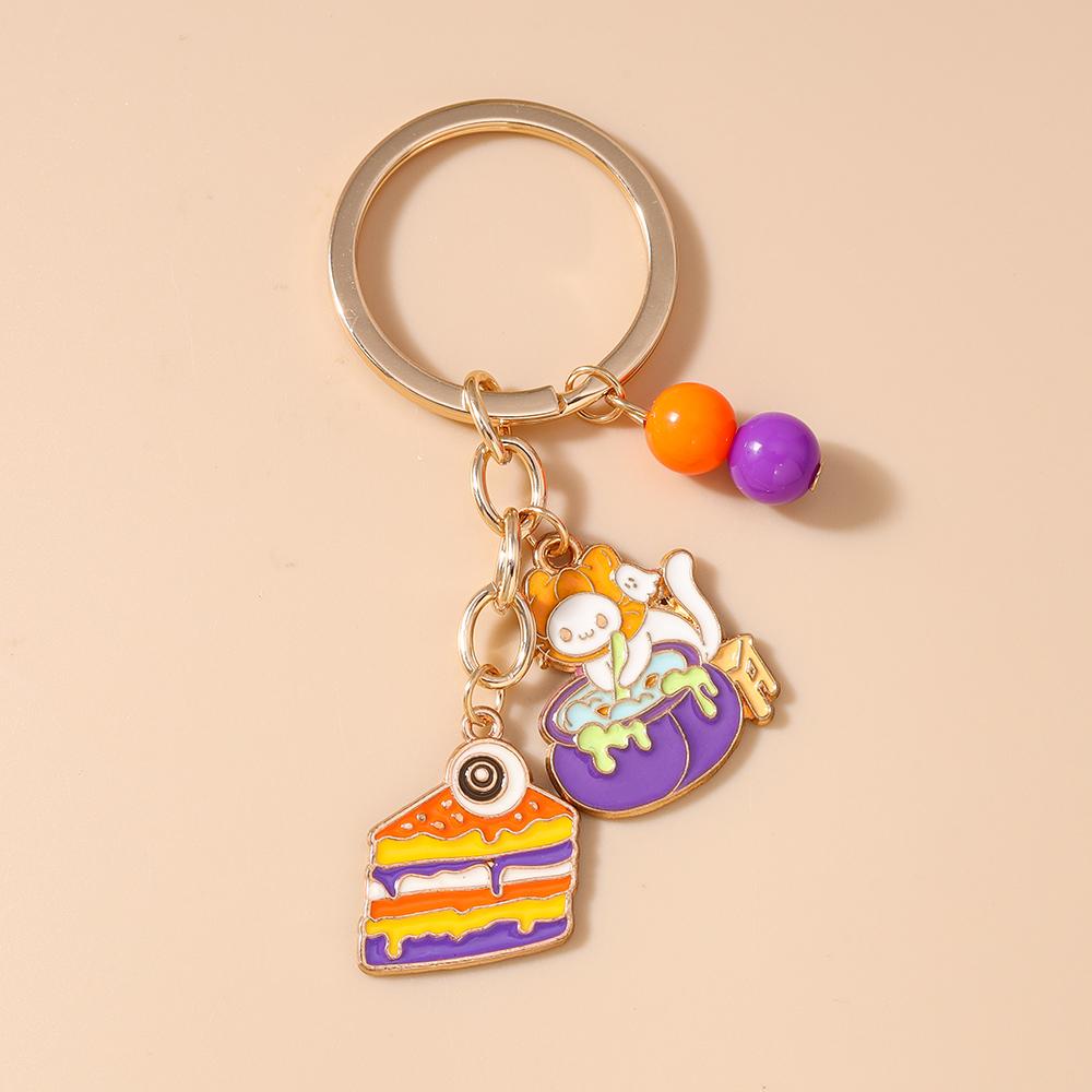 New Enamel Halloween Keychain Ghost Bat Key Ring Pendants for Women Girls Handbag Decor DIY Keychain Halloween Gift
