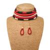 Africa Tribal Neck Jewelry Multilayer Colorful Rope Weave Chunky Bib Statement Necklace Earrings Set For Women Party Accessories