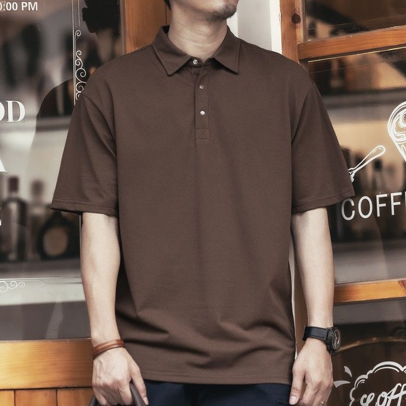 Men's Oversized Short Sleeve Polo Shirt Casual Loose Solid Comfortable Daily Fashion Top