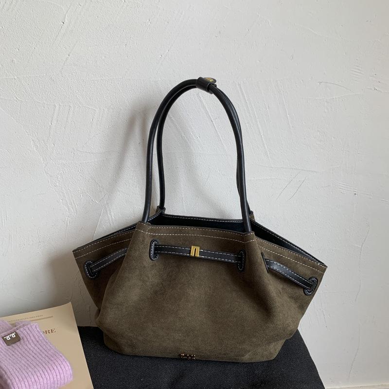 Large Capacity Vintage Suede Fashion Commuter Simple Autumn Shoulder Portable Tote Bag