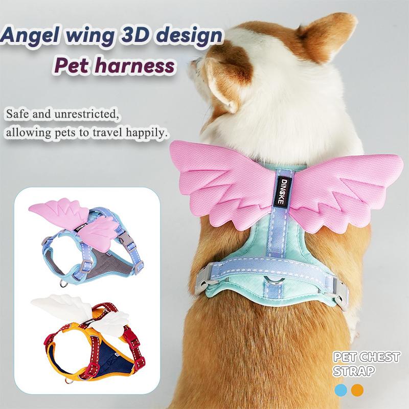 Angel Wings Dog Harness Leash Set Adjustable Breathable Summer Escape-Proof Dog Vest Harness Outdoor Training Puppy Chest Strap