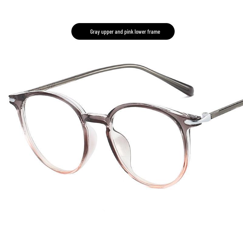 Korean Style TR90 Round Anti-Blue Light Glasses - Lightweight Retro Frame, Prescription-Compatible