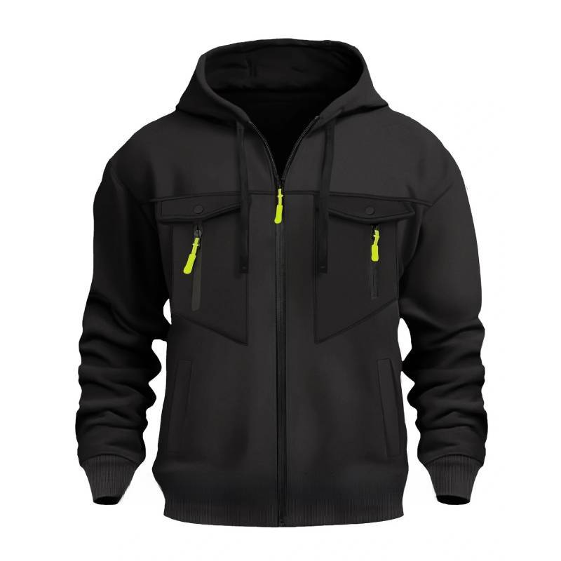 Mens Hoodie Jacket With Multiple Pockets And Zipper For Casual Spring Fall Outdoor Wear