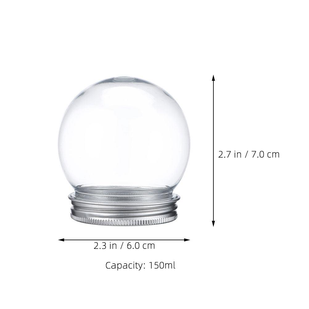 9Pcs Clear Round Candy Jar Snow Globe DIY Kit Plastic Spherical Bottle Craft Making Water Globe Holiday Winter Ornament Kit