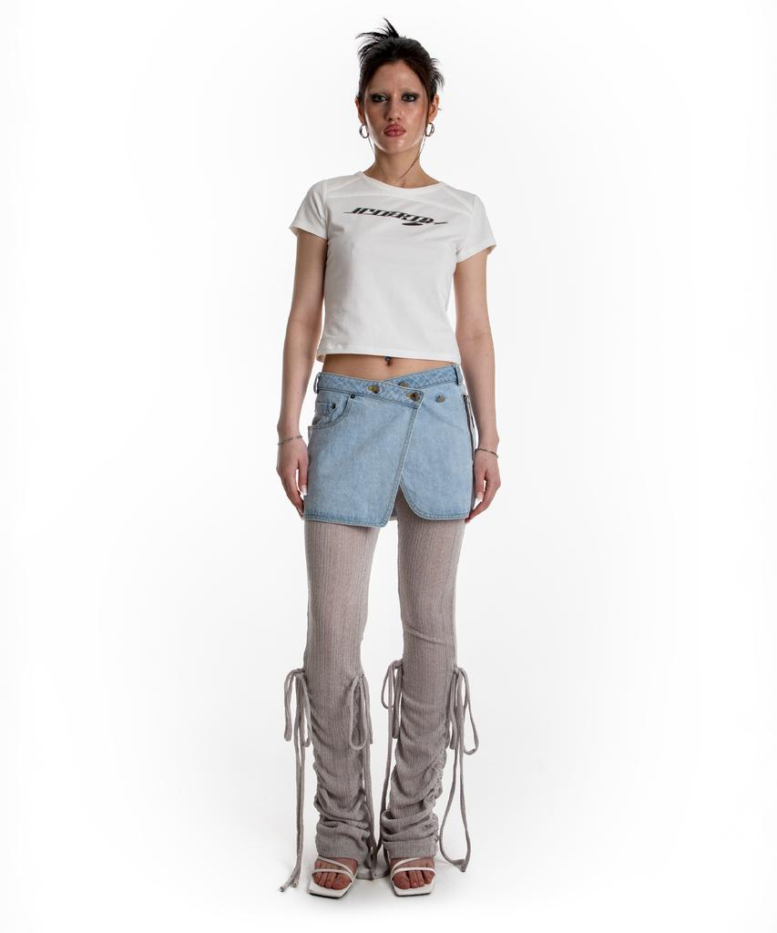 Kwajipyuliti Button Mini Wrap Skirt (Bright Denim)