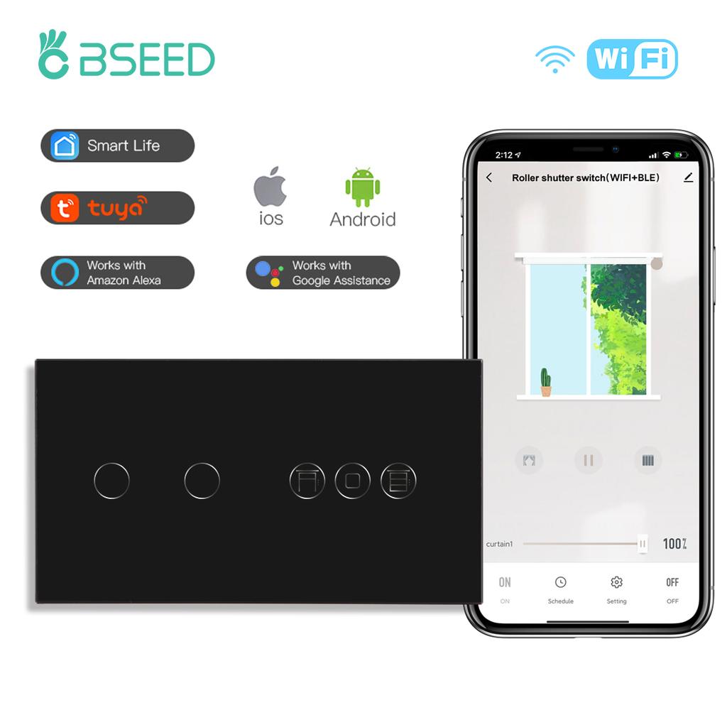 Bseed EU Wifi Smart Roller Shutter Switch 1/2/3 Gang APP Control Combination Smart Switch Support For Tuya Google Assistant  App