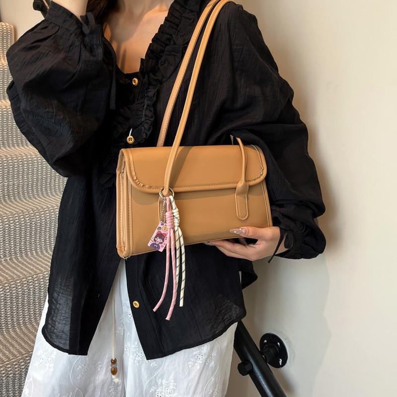 Pu Handbag Stylish Shoulder Bag With Solid Color Design For Casual Street