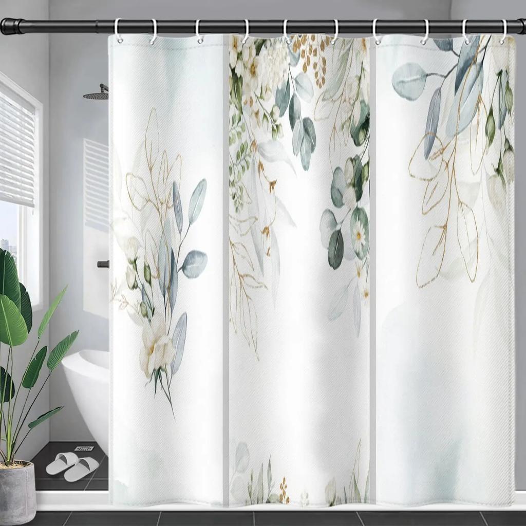 Digital Printing Polyester Pongee Shower Curtain Waterproof Mold Proof Bathroom Decorations  Shower Curtain Manufacture