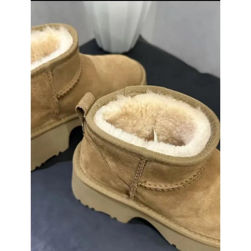 Fashion [Mermaid Style] Sheepskin and Wool Integrated Winter Women's Thick Bottom with Mermaid Short Boots for Casual Snow Boots