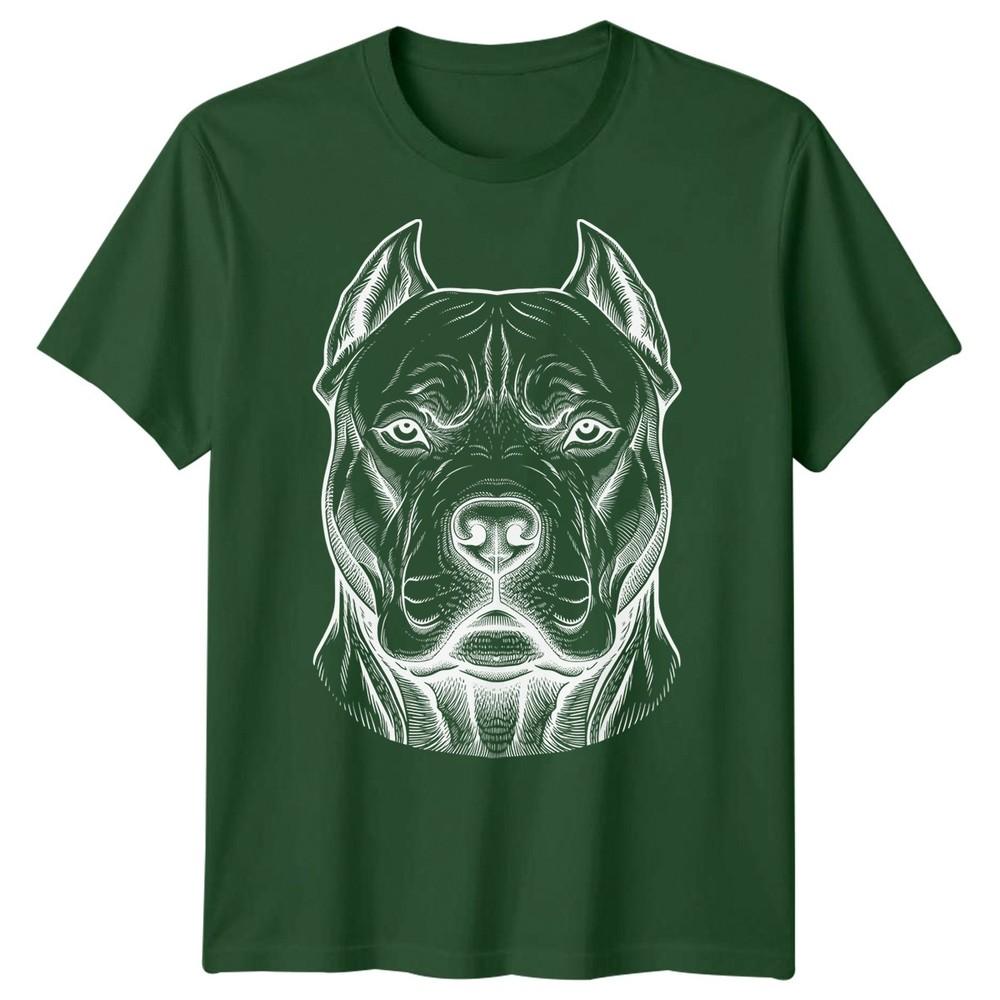 Pitbull Dog Animals Unisexs TShirt Engraving Style Graphic Tee