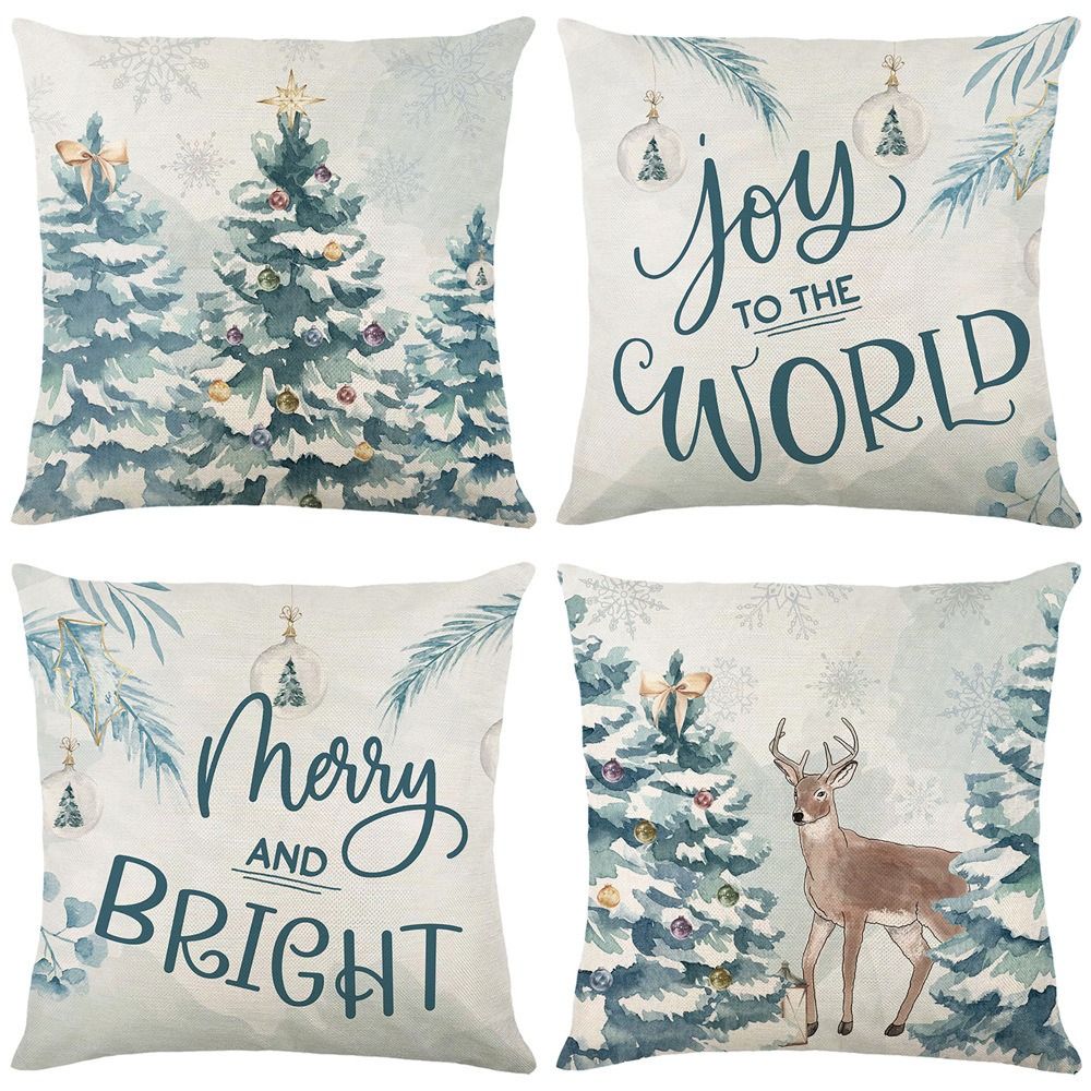 45x45CM Christmas Cushion Covers Monogram Xmas Cushion Case Hemp Snowflake Pillow Cover Outdoor Indoor Home Decor
