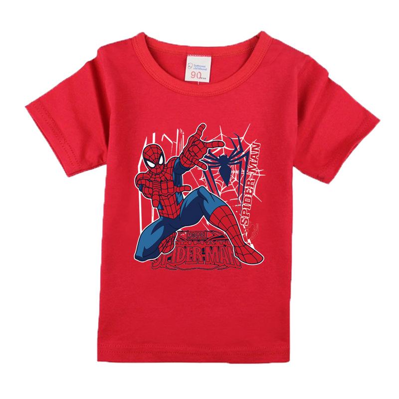 Summer New Childrens Tshirt Personalized Spider Man Printed Letter Half Sleeve Base Cotton Round Neck Parent Child Wear