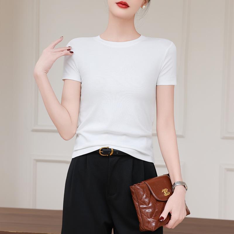 2026 Spring/Summer Women's Round Neck Short Sleeve Slimming Breathable T-shirt