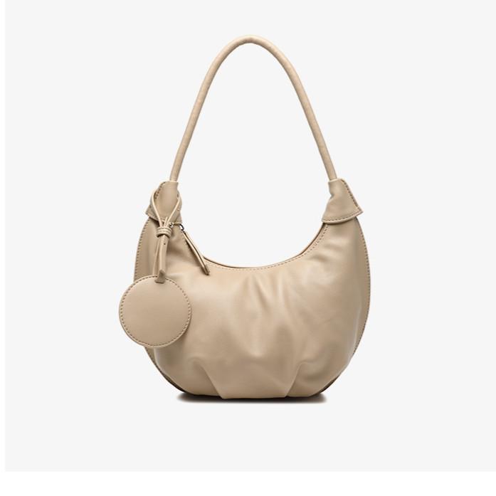 IELGY Cloud Bag Korean Style Niche High-End French Style Pleated Fashion All-Match Soft Leather Portable Dumpling Bag