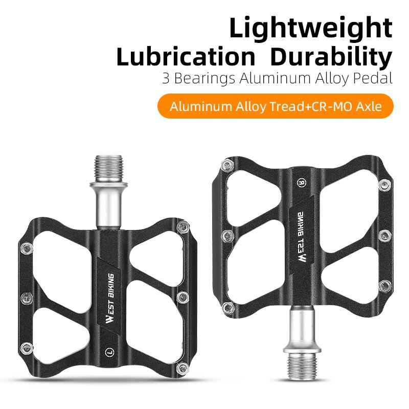 

WEST BIKING Ultralight Bicycle Pedal Titanium/CR-MO Axle 3 Bearings Bike Pedal Anti Slip Racing Pedal MTB Road Bike Accessories 113 CR-MO Axle