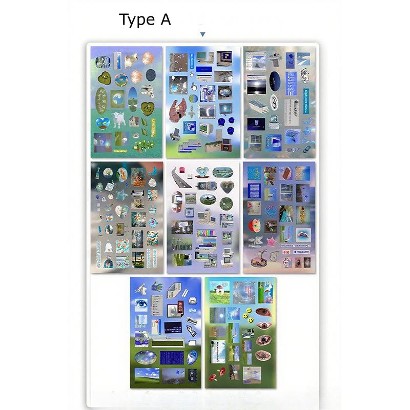 

TR 8/16sheets new y2k Gen Z Electronic Memories Style Retro Dreamcore Collages Journals Diary Scrapbook Stickers