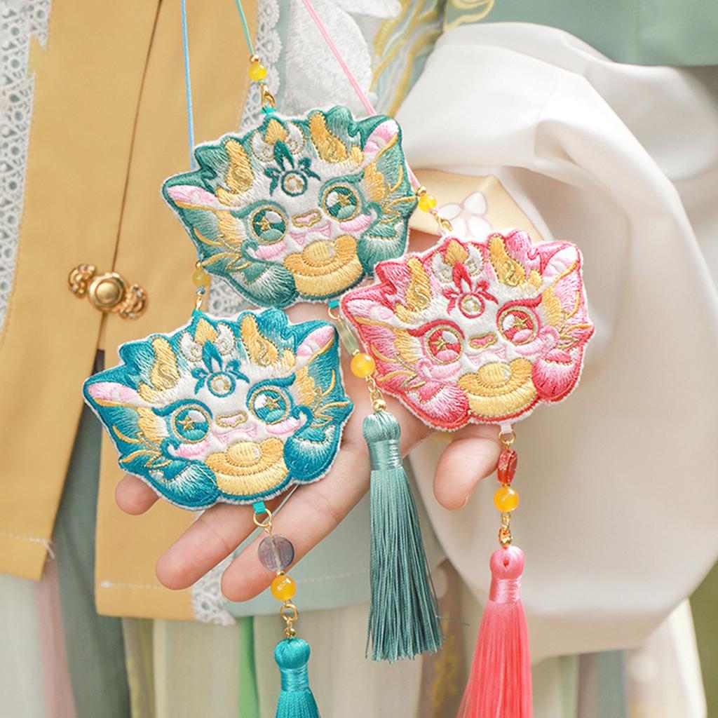 Empty Sachet Bag Chinese Dragon Year Cute Sachet with Tassel Embroidered Sachet Bag Jewelry Pouch Bag Hanfu Accessories