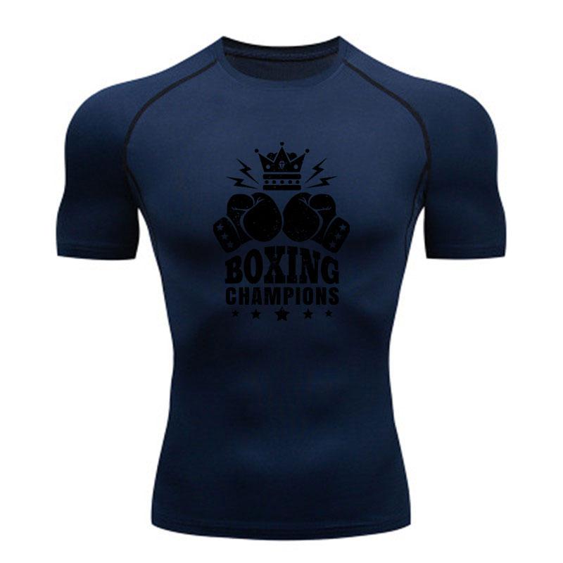 Men's Compression Fitness Workout T-Shirt, Boxing Champions