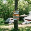 Outdoor Wall Decoration, Wood Sign with Hemp Rope Hanger, Retro 5-Panel Spliced Design, Adventure Camping Wood Wall Decor for Porch Campsite