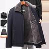 Autumn and winter new velvet thickened lapel medium and old jacket men's casual jacket dad's warm men's coat