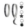 Evil Eye 925 Silver Ear Needle Exquisite Shell Zircon Retro Geometric Pendant Earrings for Women Fashion Party Jewelry