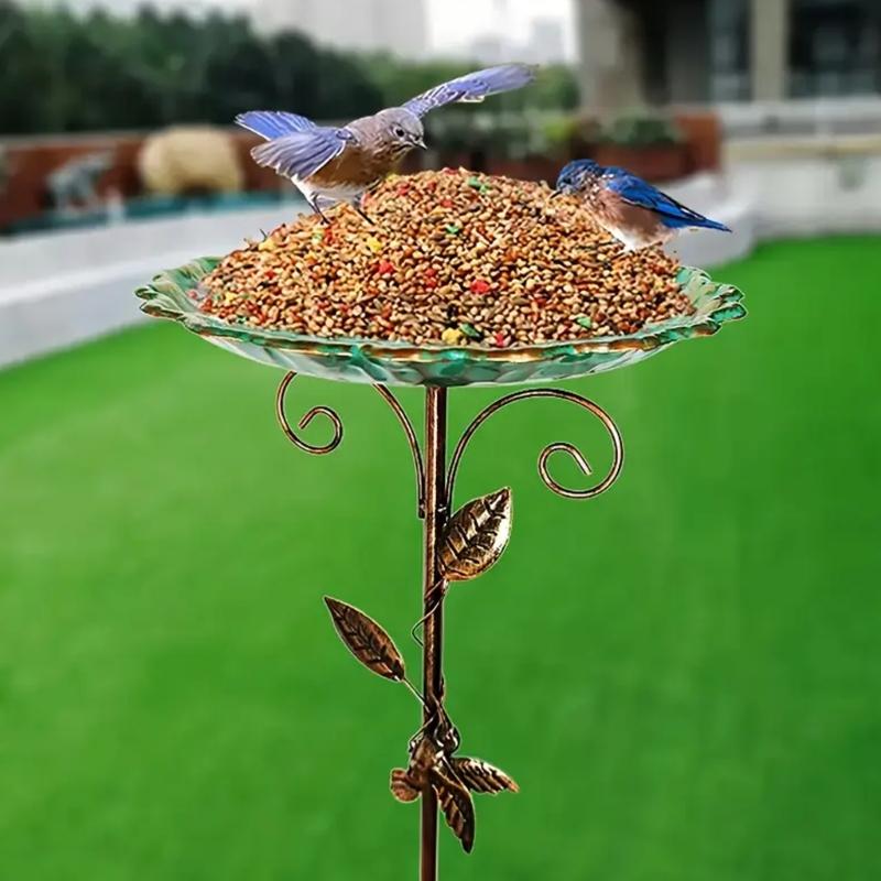 Large Frostproof Metal Bird Bath For Garden Outdoor Decoration Vintage Iron Water Bowl Wild Birds Feeder Easy To Clean