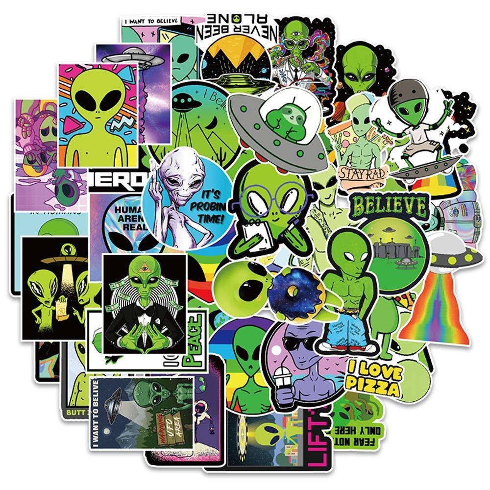 

10/50PCS Extraterrestrial Being Stickers Cartoon Graffiti Stickers Water Bottle Laptop Phone Bicycle Luggage Case Skateboard Children Adult Sticker Random 10pcs