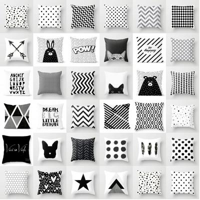 Moderner nordischer dekorativer Kissenbezug für Sofa, Sofakissen, Auto, Zuhause, Wohnzimmer, schlichter geometrischer Kissenbezug in Schwarz und Weiß