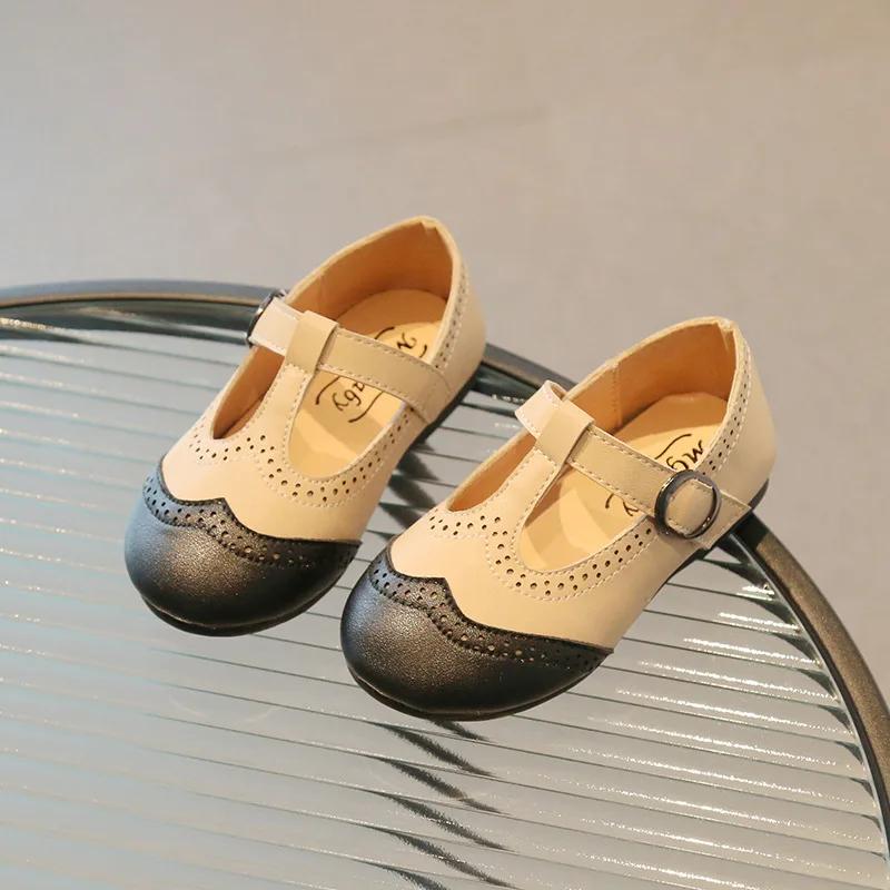 

Kids Shoes Girls Shoe PU Leather Girls Dress Shoe Hollow Princess Shoes Girls Mary Jane Flats Kids 23 коричневый