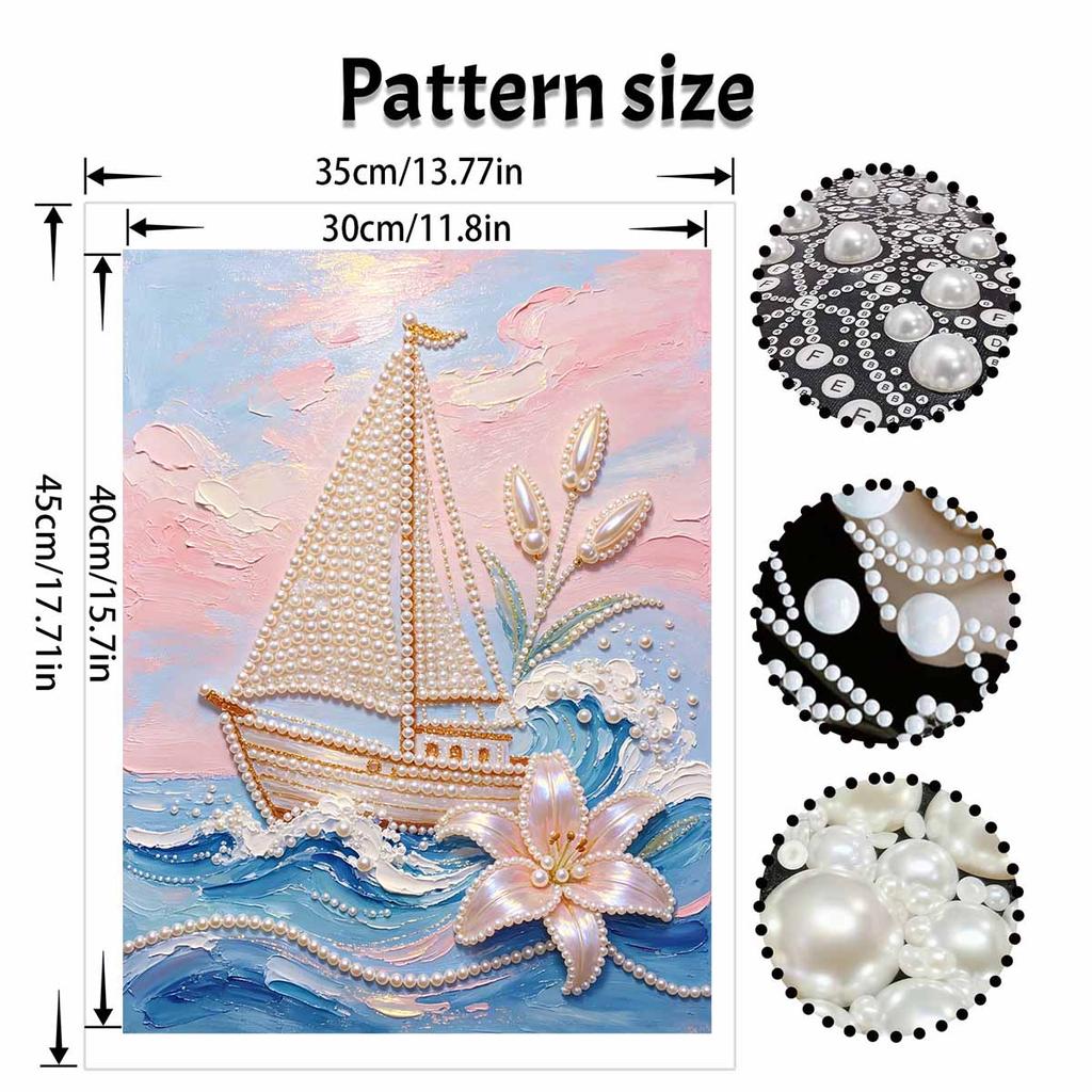 Sailboat pearl painting handmade diy pearl art painting stickers home decoration gifts