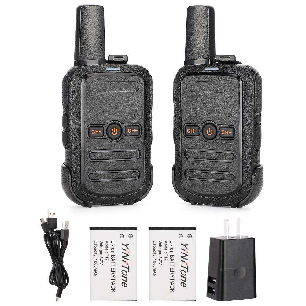 

2PCS T17 Mini Walkie Talkie Portable Two Way Radio FM Transceiver US Plug