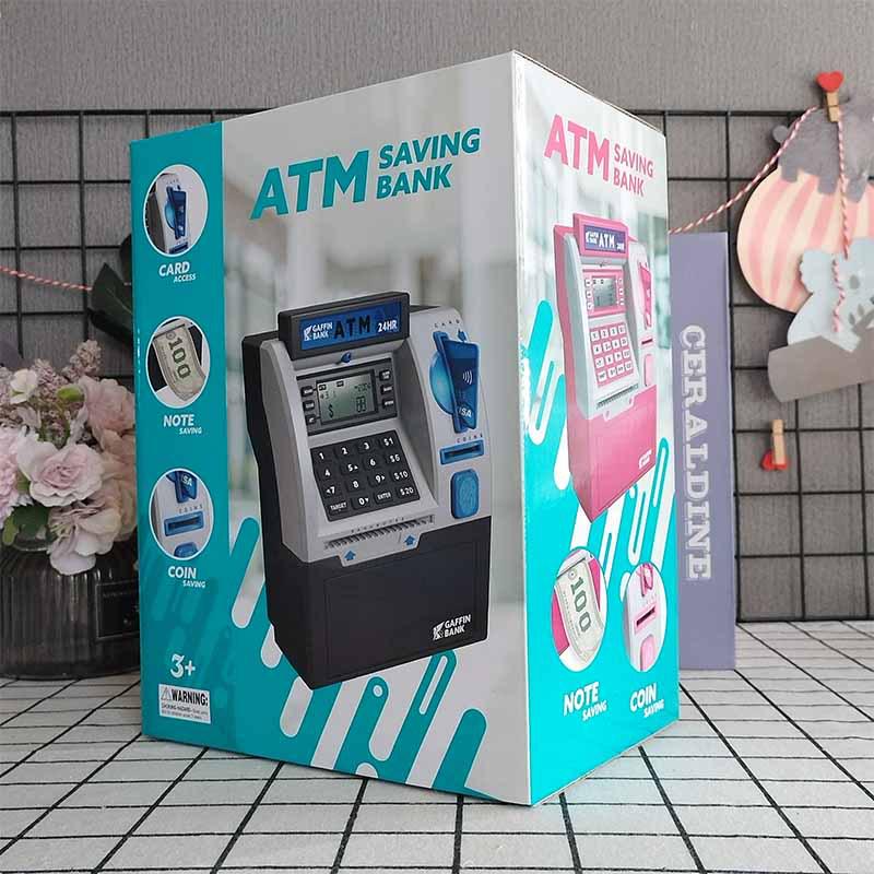 ATM Piggy Bank with Fingerprint Recognition and Password Protection – Large Capacity with Automatic Money Rolling and Card Counting Features