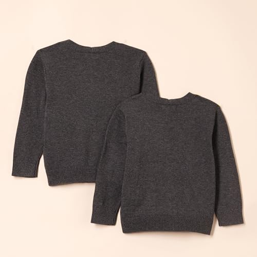 Amazon Essentials 2-Pack Knit Cardigans, Cotton, Toddler/Kids, Heather Charcoal, Size 95
