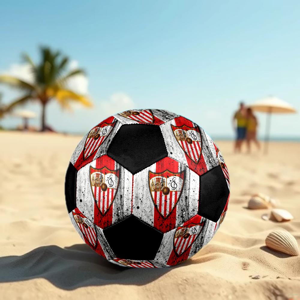 SIZE 5 Sevilla FC Soccer Ball Colorful All Ages Machine Stitched PVC Competition Ready Durable High-Bounce