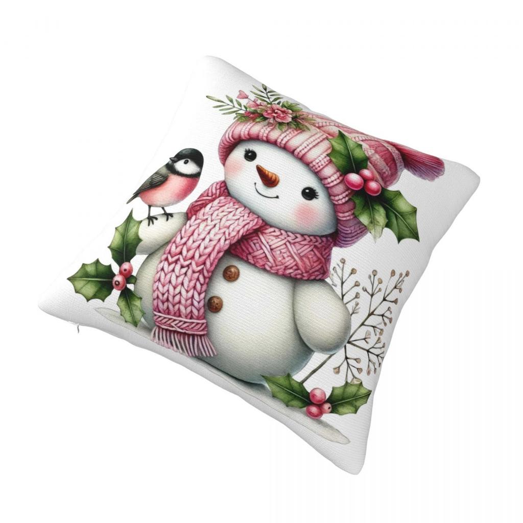 Pillow Case Christmas Snowman Square Pillow Cover Cute Funny Cushion Cover Graphic Pillowcases For Sofa Bedroom Home Decor