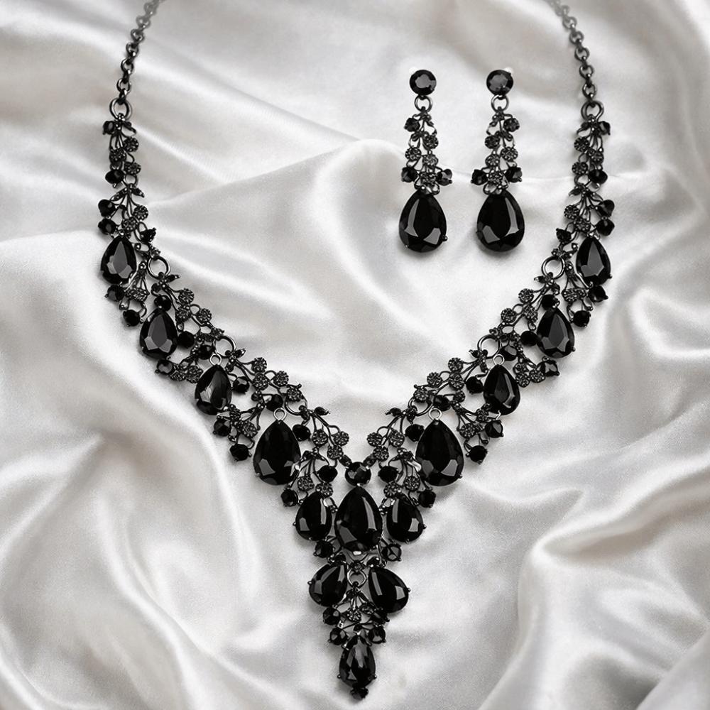 Shining Crystal Necklace Earrings Sparkling Women's Ball Gown Accessories Wedding Ceremony