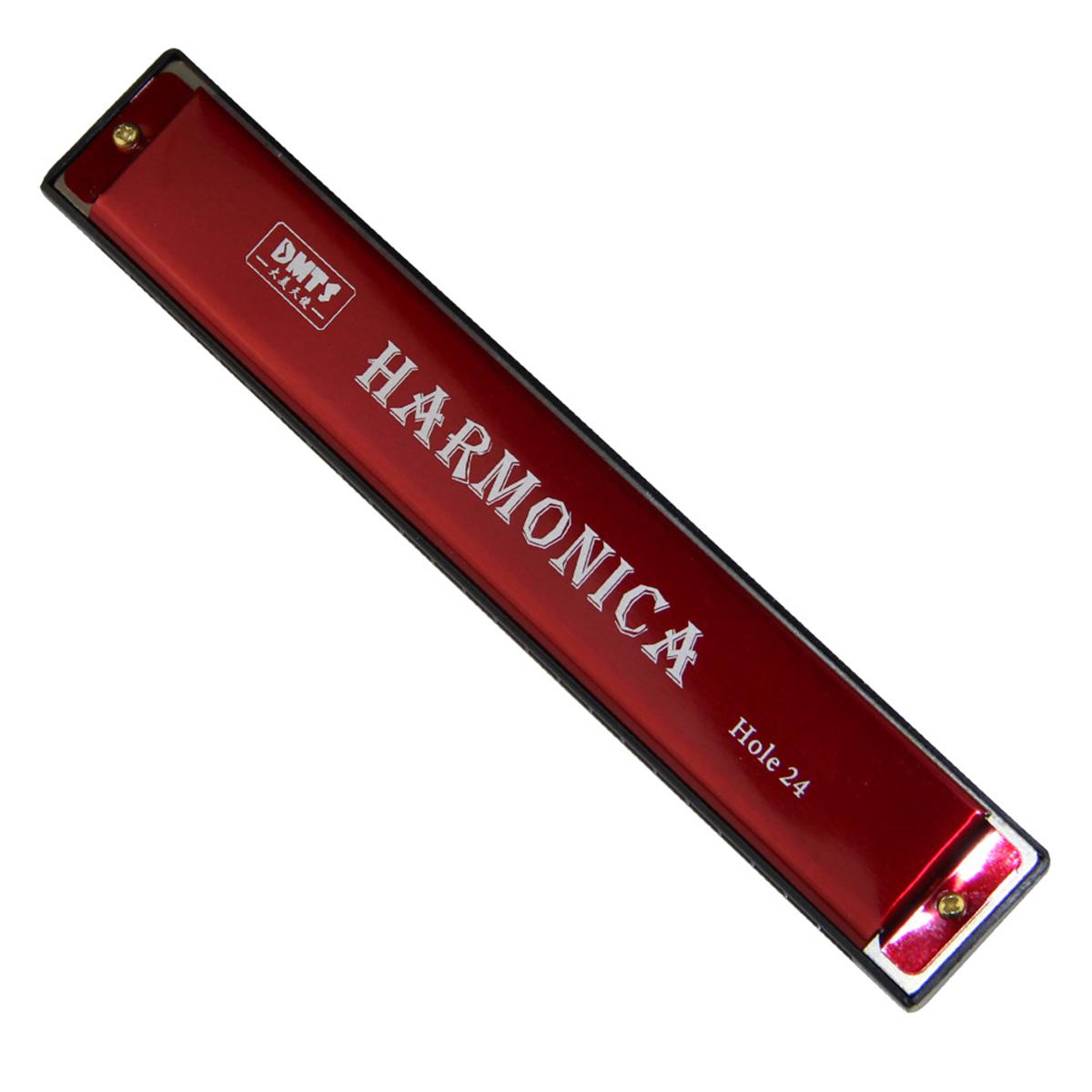 

Portable 24 Hole Professional Metal Harmonica Suitable for Beginners, Comes with Case - Student Starter Kit, Children s Gift червоний