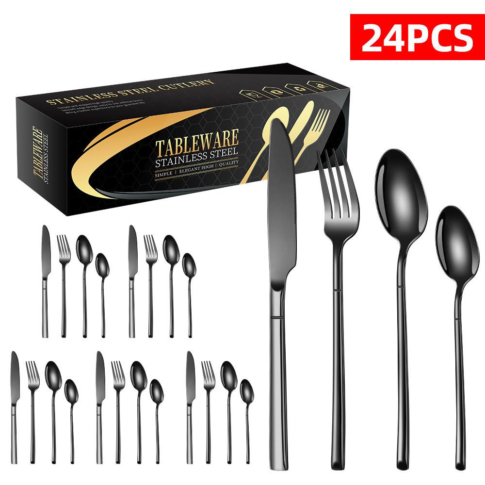 Stainless Steel Tableware Gift Box Set, Western Knight, Knife, Fork, Spoon, Hotel, 24 Pcs